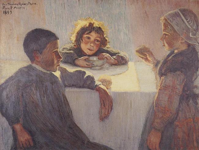 Eric Forbes-Robertson Breton Children Pont Aven (La Bonne Soupe) Sweden oil painting art